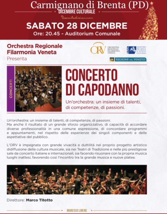 Locandina concerto di Capodanna - Comune di Carmignano di Brenta